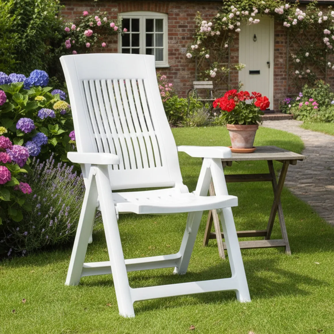 Sedie Da Esterno|Sedie > Dmora Sedia da Esterno una Sedia Schienale Reclinabile, Multiposizione Made in Italy - Rhump Bianco