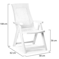 Sedie Da Esterno|Sedie > Dmora Sedia da Esterno una Sedia Schienale Reclinabile, Multiposizione Made in Italy - Rhump Bianco