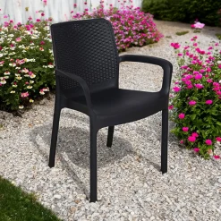 Sedia da esterno elegante impilabile antracite - Asha