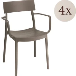 Sedie Da Esterno|Sedie > Dmora Sedia da Esterno 4 Sedie Impilabile, Peso Supportato 150 kg Made in Italy - Guazzora Grigio Tortora