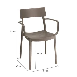 Sedie Da Esterno|Sedie > Dmora Sedia da Esterno 4 Sedie Impilabile, Peso Supportato 150 kg Made in Italy - Guazzora Grigio Tortora