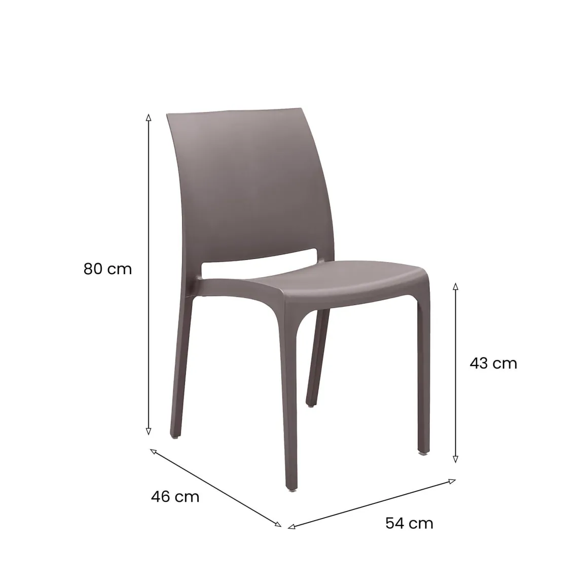 Sedia da Esterno Grigio Tortora una Sedia Impilabile, Peso Supportato 110 kg Made in Italy - Camo