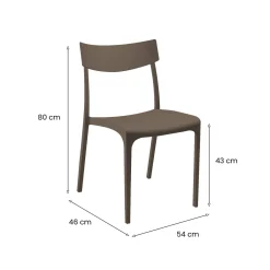 Sedie Da Esterno|Sedie > Dmora Sedia da esterno Lupia, 54x46 h80 cm, Tortora Grigio Tortora