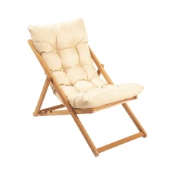 Sedie Da Esterno|Sedie > Dmora Sedia da Esterno Marrone Bianco Crema Schienale Reclinabile una Sedia, Imbottito - Coghinass Bianco Crema, Marrone
