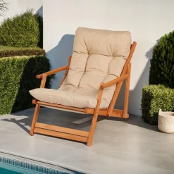 Sedia da Esterno Marrone Bianco Crema Schienale Reclinabile una Sedia, Imbottito - Stintino
