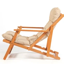Sedia da Esterno Marrone Bianco Crema Schienale Reclinabile una Sedia, Imbottito - Stintino