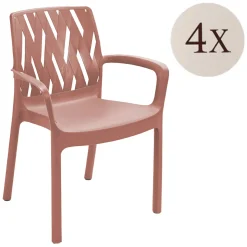 Sedie Da Esterno|Sedie > Dmora Sedia da Esterno 4 Sedie Impilabile, Peso Supportato 120 kg Made in Italy - Canoe Marrone Terracotta