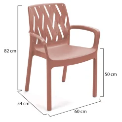 Sedia da Esterno Marrone Terracotta 4 Sedie Impilabile, Braccioli Made in Italy - Rumley