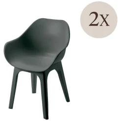 Sedie Da Esterno|Sedie > Dmora Sedia da Esterno 2 Sedie Impermeabile, Impilabile Made in Italy - Mattagga Nero Antracite
