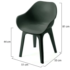 Sedie Da Esterno|Sedie > Dmora Sedia da Esterno 2 Sedie Impermeabile, Impilabile Made in Italy - Mattagga Nero Antracite