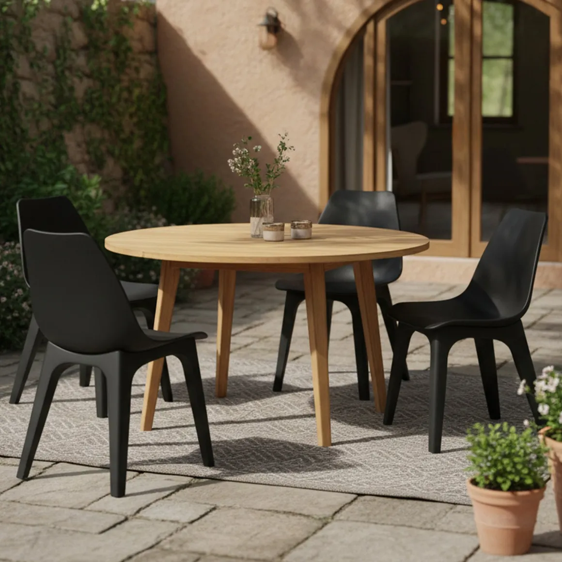 Sedia da Esterno Nero Antracite 4 Sedie Peso Supportato 120 kg, Sfumatura Colore Seduta Antracite Made in Italy - Montivilla