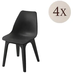 Sedia da Esterno Nero Antracite 4 Sedie Peso Supportato 120 kg, Sfumatura Colore Seduta Antracite Made in Italy - Montivilla