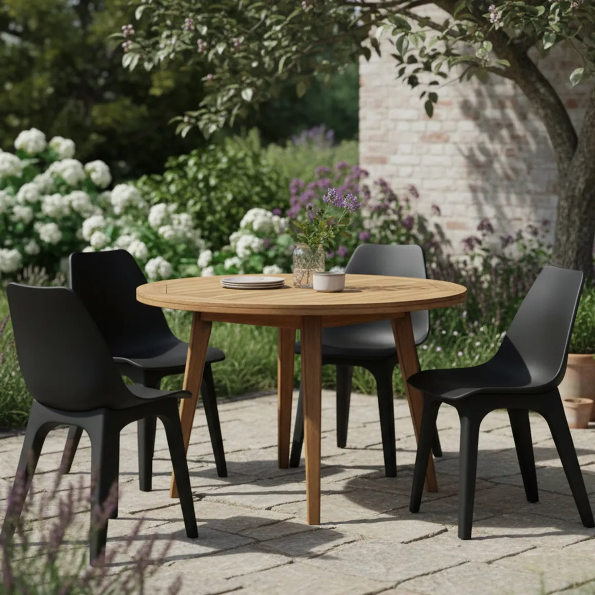 Sedia da Esterno Nero Antracite 4 Sedie Peso Supportato 120 kg, Sfumatura Colore Seduta Antracite Made in Italy - Montivilla