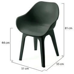 Sedia da Esterno Nero Antracite una Sedia Braccioli, Peso Supportato 120 kg Made in Italy - Wesconnett