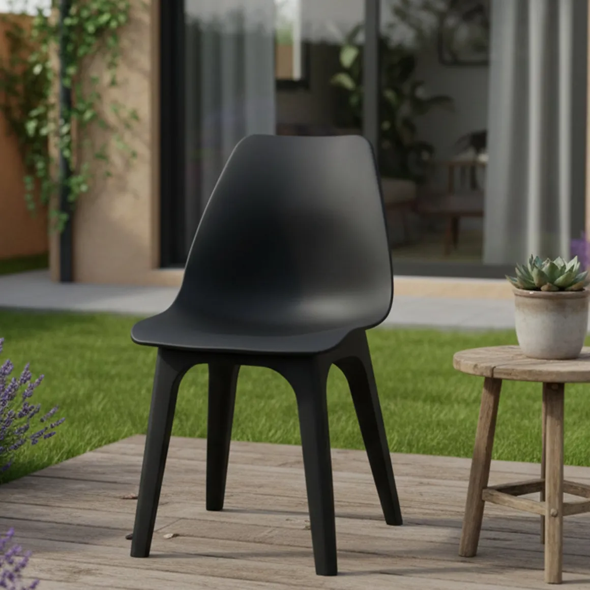 Sedia da Esterno Nero Antracite una Sedia Peso Supportato 120 kg, Sfumatura Colore Seduta Antracite Made in Italy - Montivilla