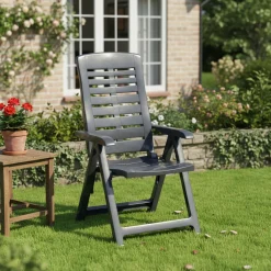 Sedia da Esterno Nero Antracite una Sedia Schienale Reclinabile, Multiposizione Made in Italy - Halsell