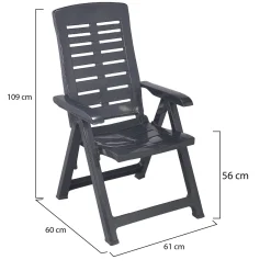 Sedia da Esterno Nero Antracite una Sedia Schienale Reclinabile, Multiposizione Made in Italy - Halsell