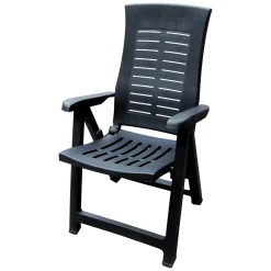 Sedia da Esterno Nero Antracite una Sedia Schienale Reclinabile, Multiposizione Made in Italy - Rhump