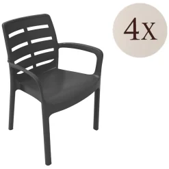 Sedie Da Esterno|Sedie > Dmora Sedia da Esterno 4 Sedie Impilabile, Braccioli Made in Italy - Excel Nero