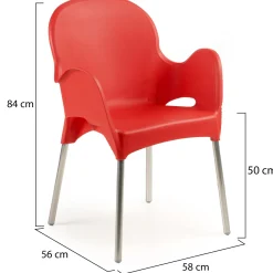 Sedia da Esterno Rosso 4 Sedie Impilabile, Braccioli Made in Italy - Raimund
