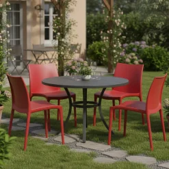 Sedia da Esterno Rosso 4 Sedie Impilabile, Peso Supportato 120 kg Made in Italy - Grover