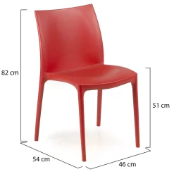 Sedia da Esterno Rosso 4 Sedie Impilabile, Peso Supportato 120 kg Made in Italy - Grover