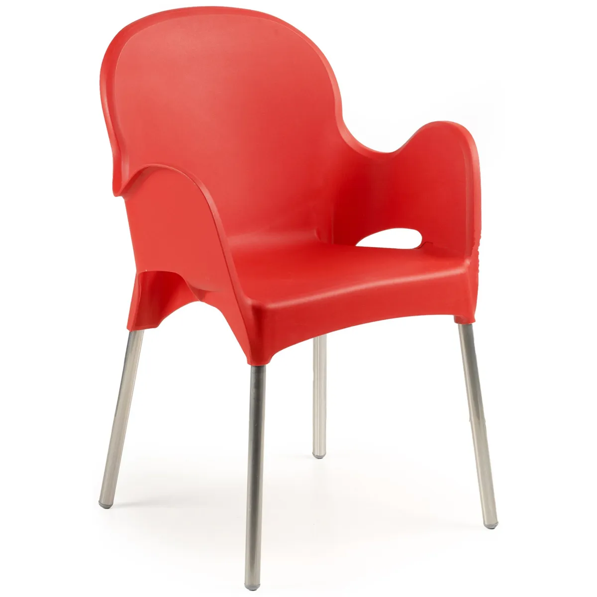 Sedie Da Esterno|Sedie > Dmora Sedia da Esterno una Sedia Impilabile, Braccioli Made in Italy - Vashti Rosso