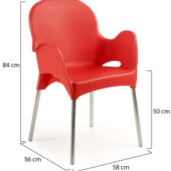 Sedie Da Esterno|Sedie > Dmora Sedia da Esterno una Sedia Impilabile, Braccioli Made in Italy - Vashti Rosso