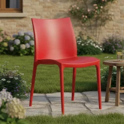 Sedia da Esterno Rosso una Sedia Impilabile, Peso Supportato 120 kg Made in Italy - Grover