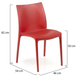 Sedie Da Esterno|Sedie > Dmora Sedia da Esterno una Sedia Impilabile, Peso Supportato 120 kg Made in Italy - Linder Rosso