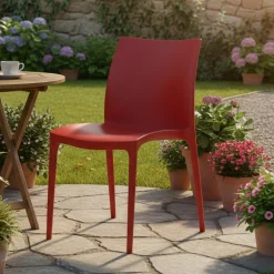 Sedie Da Esterno|Sedie > Dmora Sedia da Esterno una Sedia Impilabile, Peso Supportato 120 kg Made in Italy - Linder Rosso
