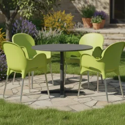 Sedia da Esterno Verde 4 Sedie Impilabile, Braccioli Made in Italy - Raimund