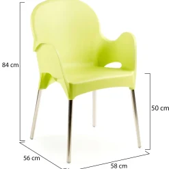 Sedia da Esterno Verde 4 Sedie Impilabile, Braccioli Made in Italy - Raimund