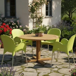 Sedia da Esterno Verde 4 Sedie Impilabile, Braccioli Made in Italy - Raimund