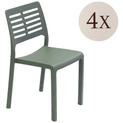 Sedia da Esterno Verde 4 Sedie Impilabile, Peso Supportato 120 kg Made in Italy - Canoe