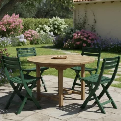 Sedie Da Esterno|Sedie > Dmora Sedia da Esterno 4 Sedie Pieghevole, Peso Supportato 120 kg Made in Italy - Jennie Verde
