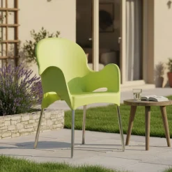 Sedia da Esterno Verde una Sedia Impilabile, Braccioli Made in Italy - Vashti