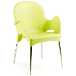 Sedia da Esterno Verde una Sedia Impilabile, Braccioli Made in Italy - Vashti