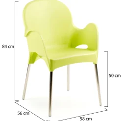 Sedia da Esterno Verde una Sedia Impilabile, Braccioli Made in Italy - Vashti