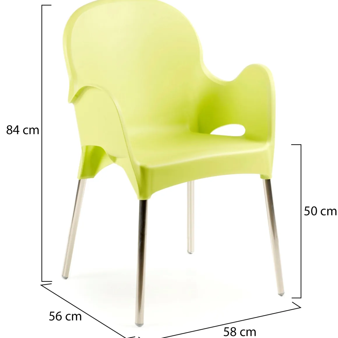 Sedia da Esterno Verde una Sedia Impilabile, Braccioli Made in Italy - Vashti