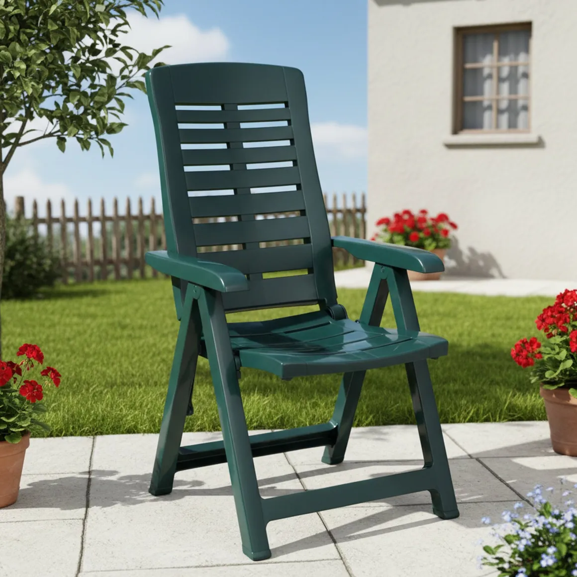 Sedia da Esterno Verde una Sedia Schienale Reclinabile, Multiposizione Made in Italy - Halsell