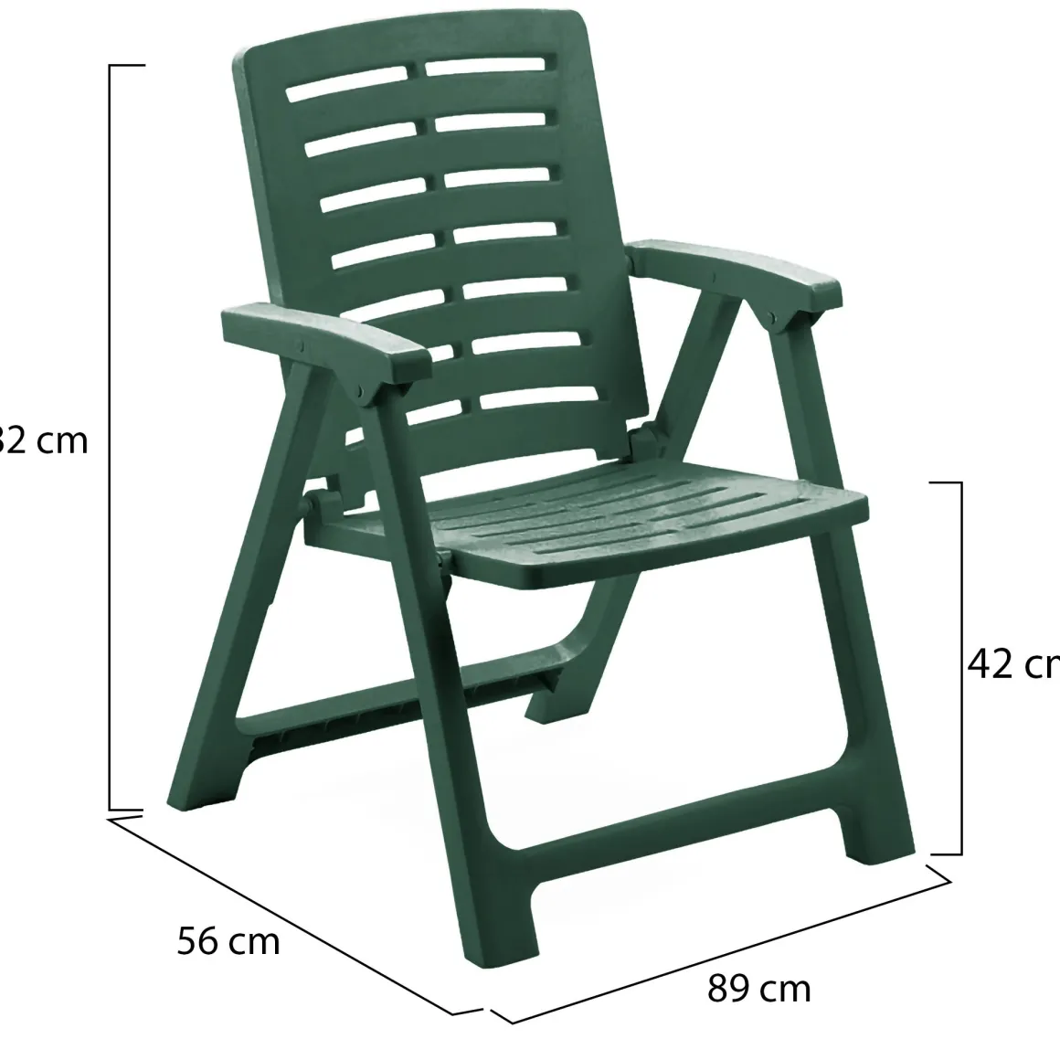 Sedia da Esterno Verde una Sedia Schienale Reclinabile, Multiposizione Made in Italy - Wadley