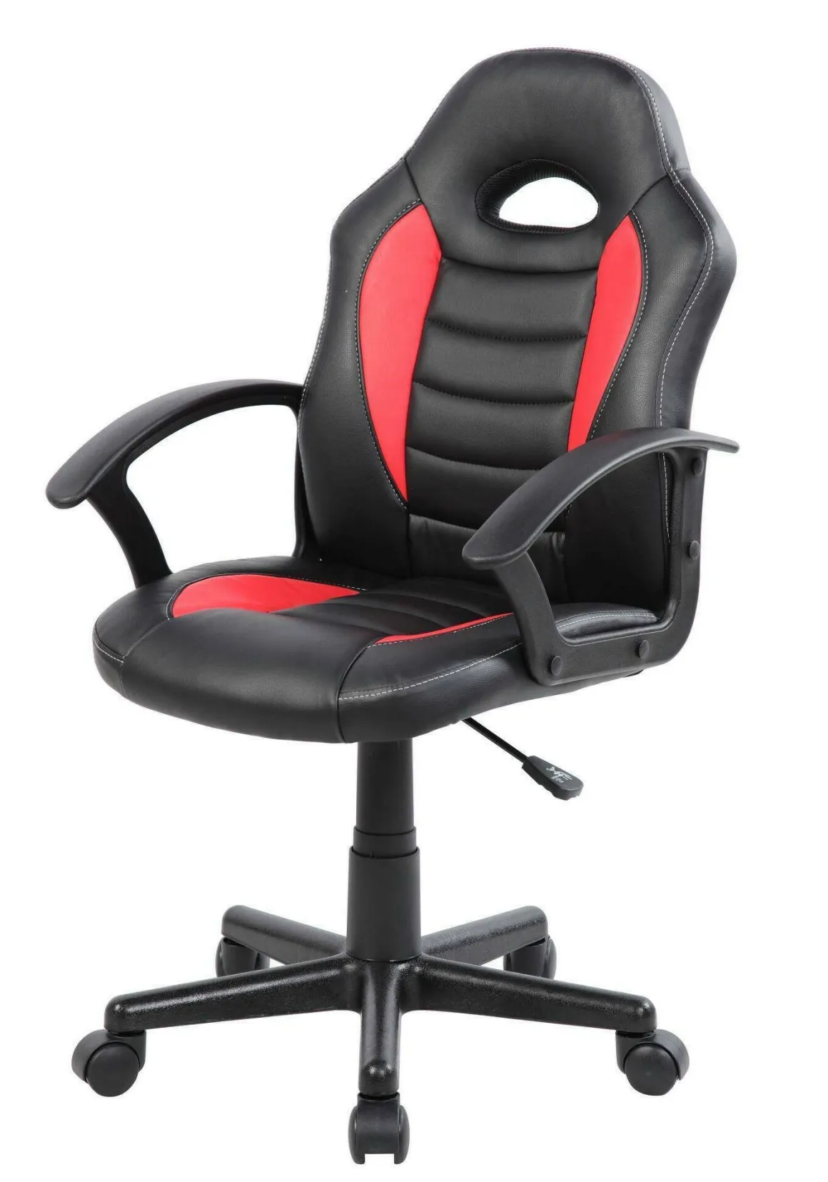 Sedia da gaming girevole con braccioli in ecopelle nera e rossa - Miranda