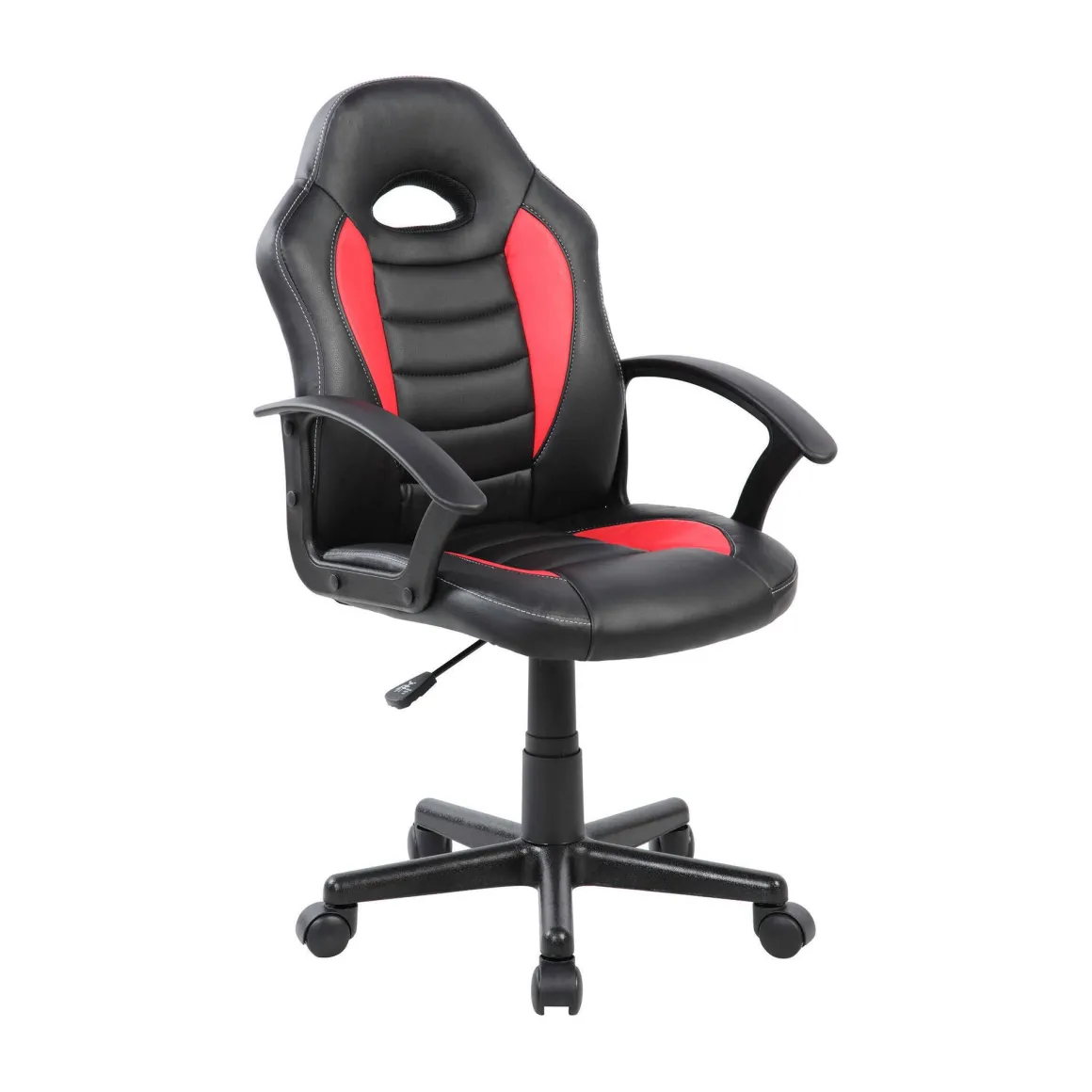 Sedia da gaming girevole con braccioli in ecopelle nera e rossa - Miranda