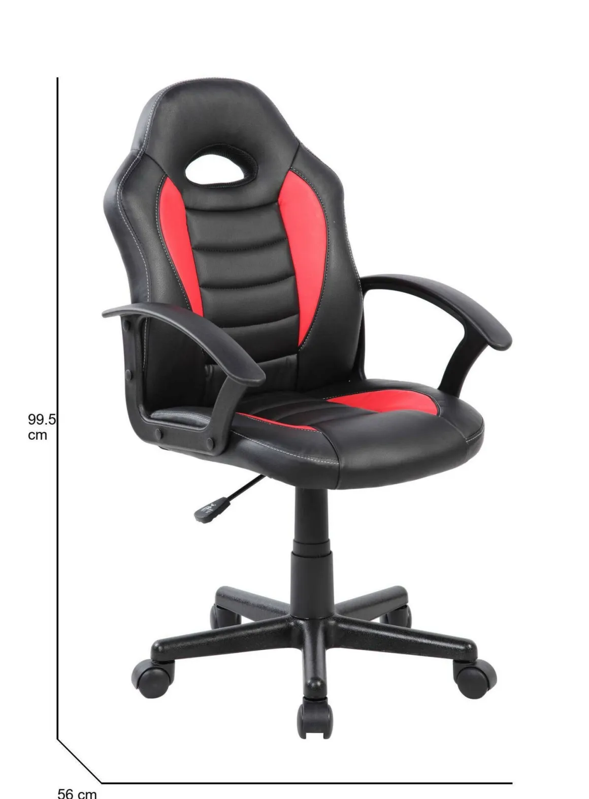 Sedia da gaming girevole con braccioli in ecopelle nera e rossa - Miranda