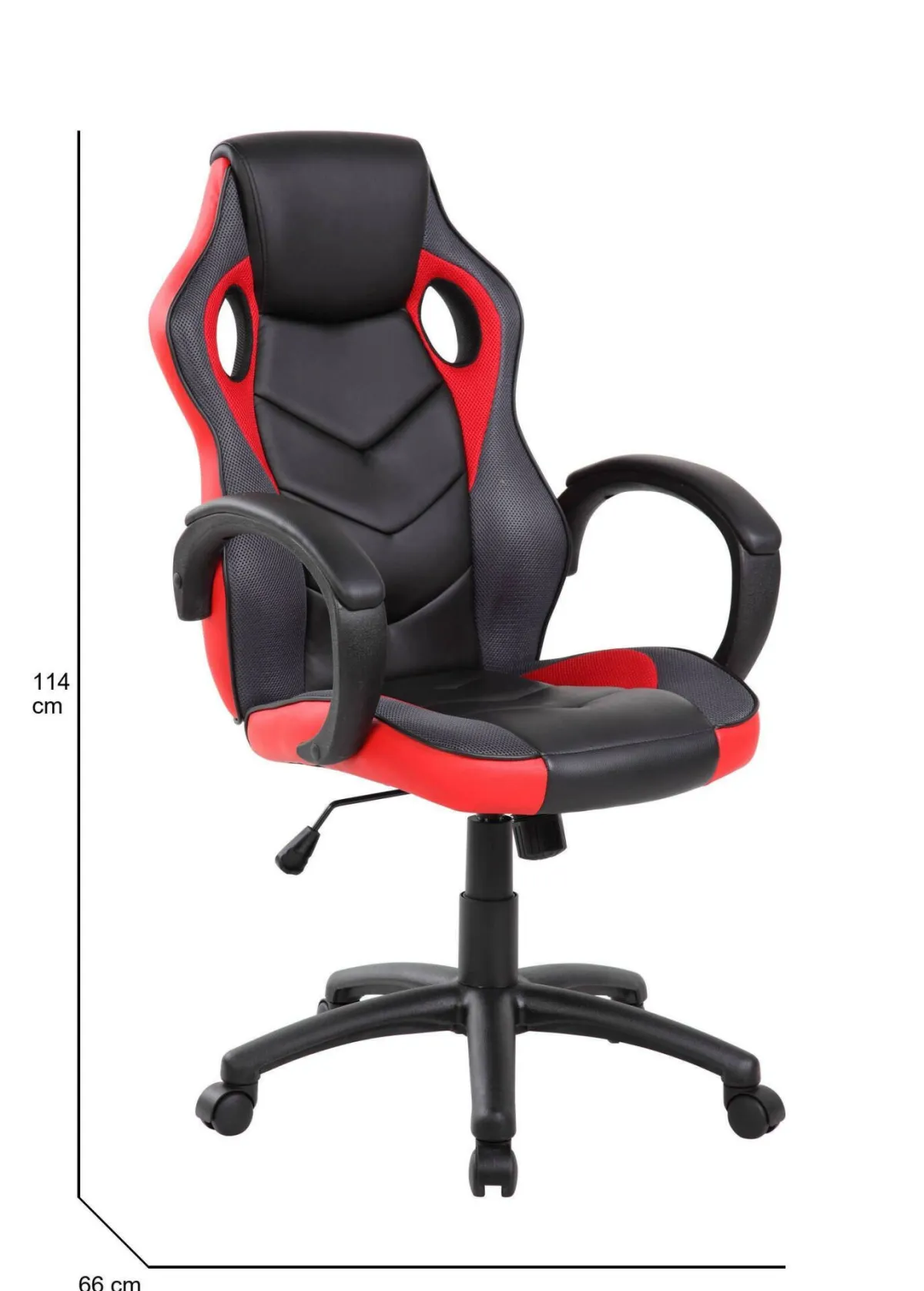 Ufficio|Sedie Con Ruote > Dmora Sedia da gaming imbottita con braccioli in ecopelle nera e rossa - Urbana Rosso, Nero
