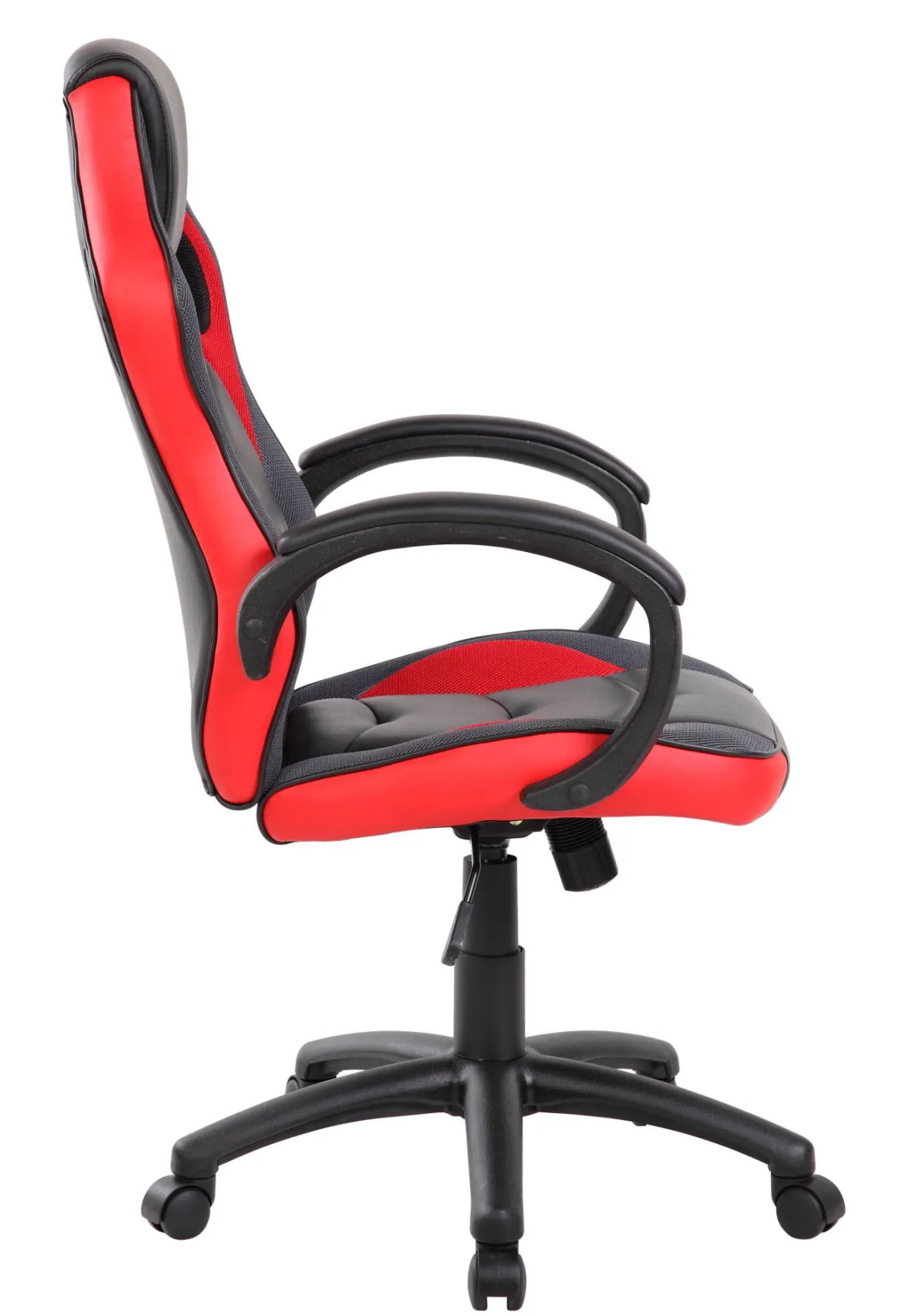 Ufficio|Sedie Con Ruote > Dmora Sedia da gaming imbottita con braccioli in ecopelle nera e rossa - Urbana Rosso, Nero