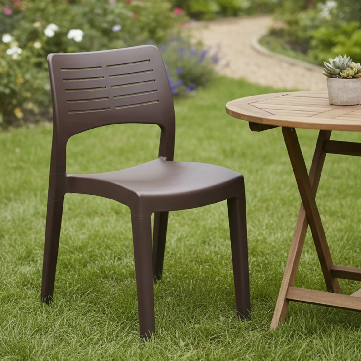 Sedia da giardino design impilabile antracite - Genny