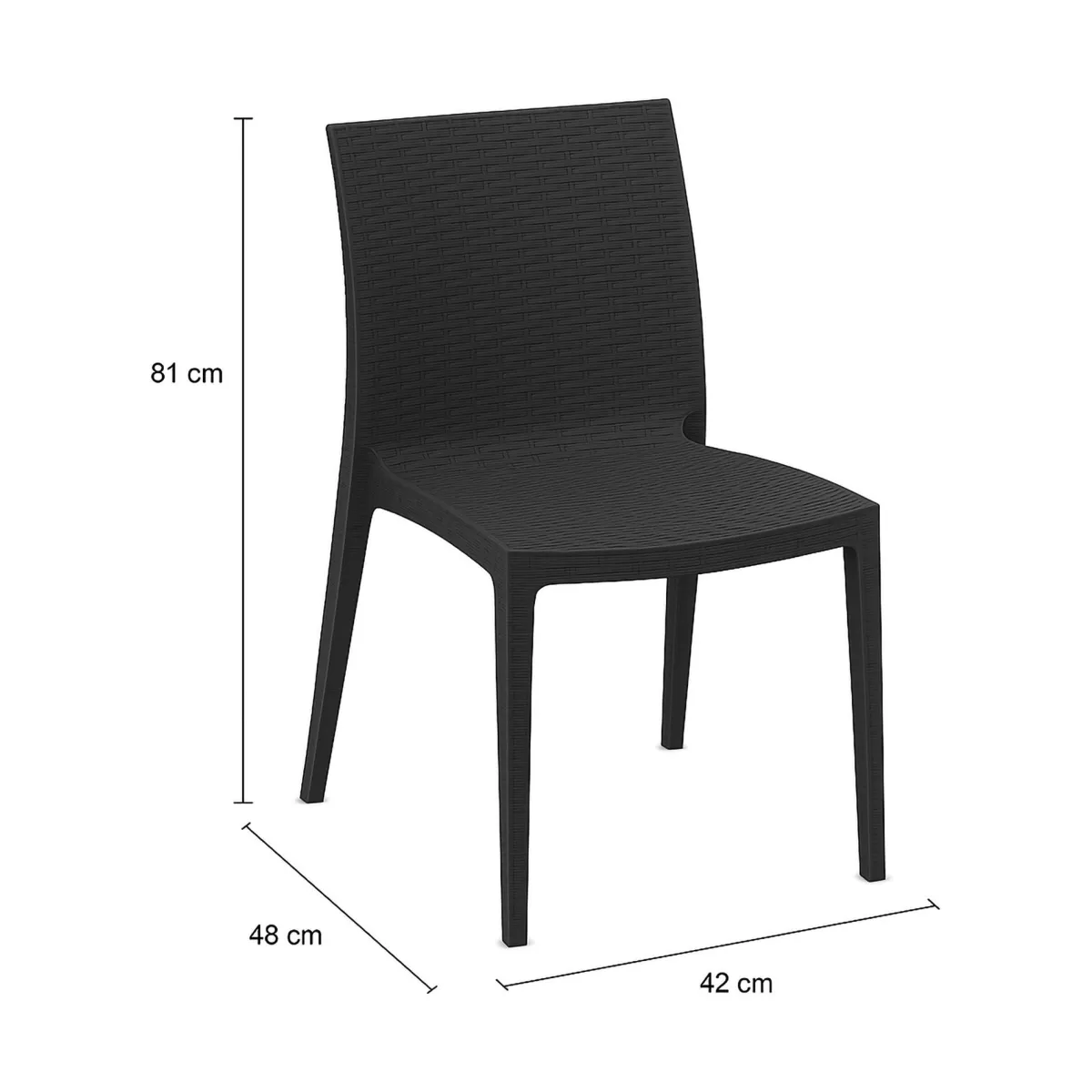 Sedie Da Esterno|Sedie > Dmora Sedia da giardino effetto rattan impilabile antracite - Ferla Grigio Antracite