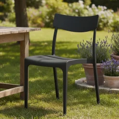 Sedie Da Esterno|Sedie > Dmora Sedia da giardino impilabile antracite - Lupia Grigio Antracite
